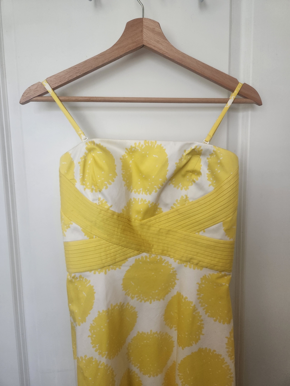 Donna Morgan Yellow and White Strapless Sundress Citrus Size 10 Midi Dress